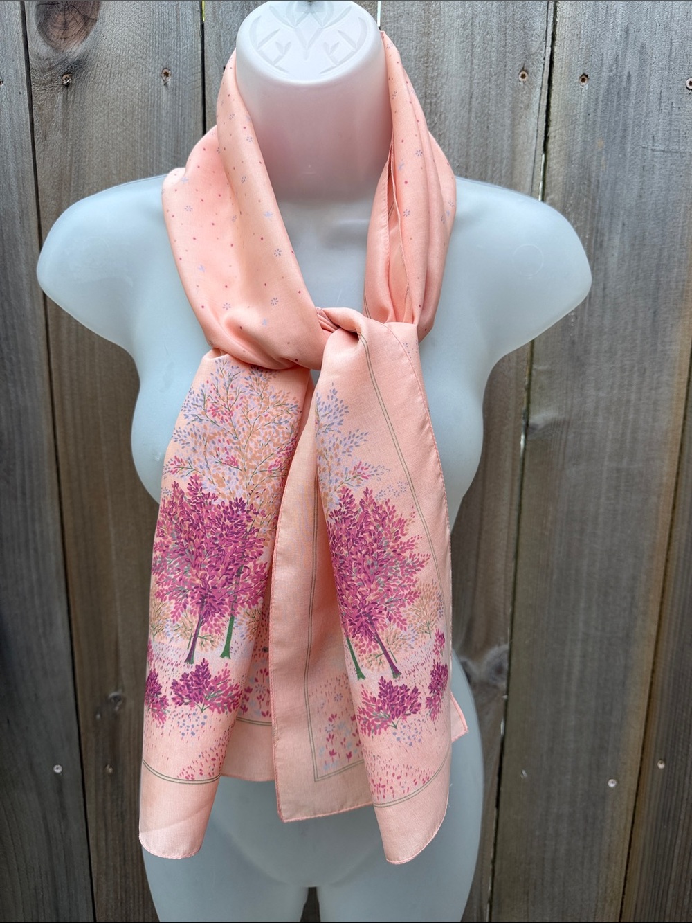 VTG Scenic Landscape Oblong Lightweigh Scarf – Peach & Magenta Botanical Print